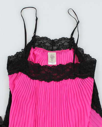 Vintage 90s In Bloom Pink Mesh Cami Top - M