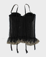 Y2k 00s La Vie En Rose Embroidered Corset - L