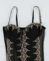 Y2k 00s La Vie En Rose Embroidered Corset - L