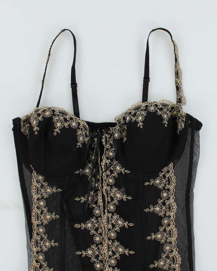 Y2k 00s La Vie En Rose Embroidered Corset - L