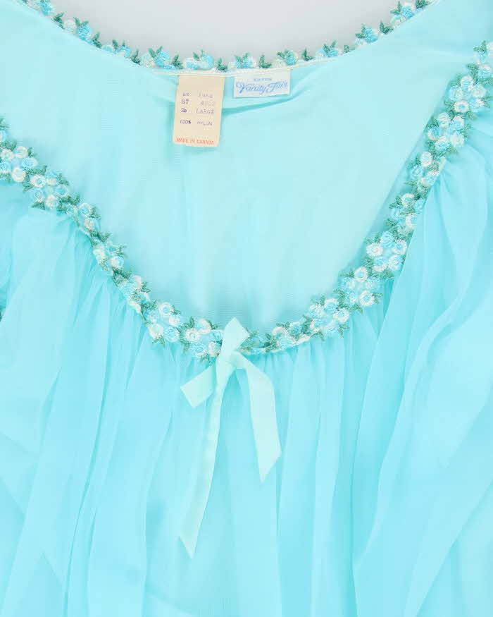 Vintage 80s Vanity Fair by Eaton Blue Nightgown - L
