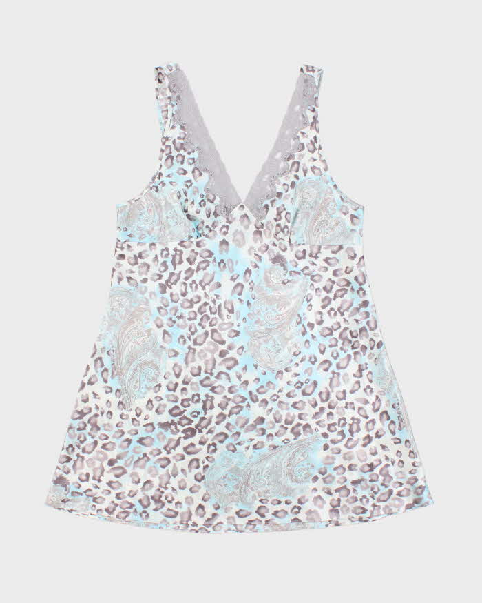Jones New York Blue and Grey Snow Leopard Print - L