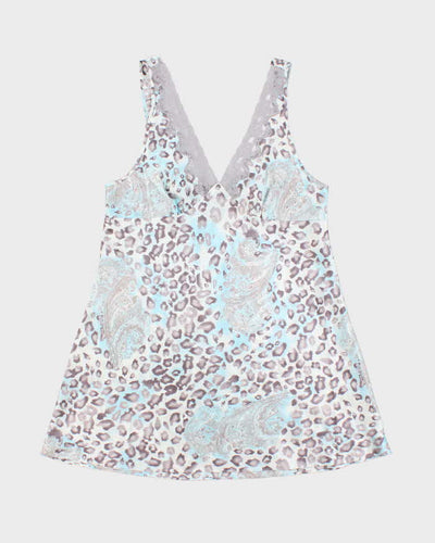 Jones New York Blue and Grey Snow Leopard Print - L