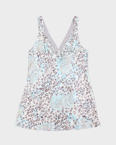 Jones New York Blue and Grey Snow Leopard Print - L