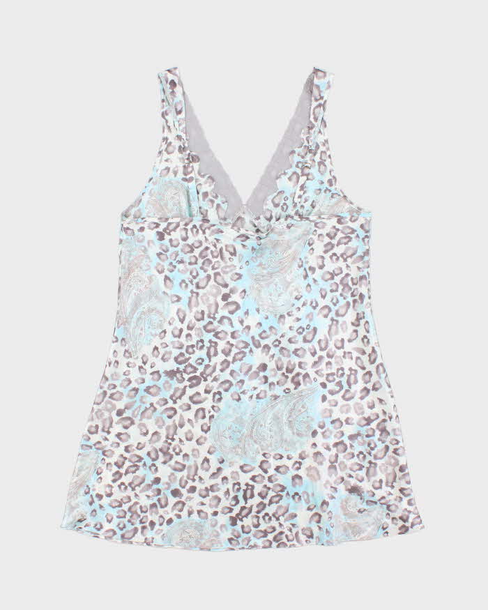 Jones New York Blue and Grey Snow Leopard Print - L