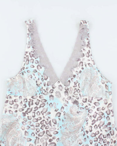 Jones New York Blue and Grey Snow Leopard Print - L