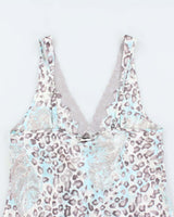 Jones New York Blue and Grey Snow Leopard Print - L