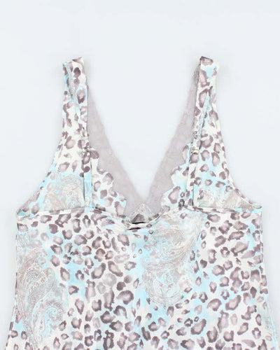 Jones New York Blue and Grey Snow Leopard Print - L