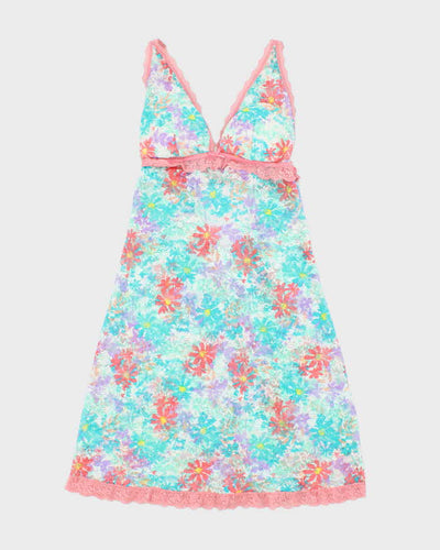La Vie En Rose Turquiose and Pink Stretchy Slip - S