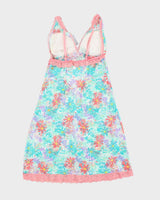 La Vie En Rose Turquiose and Pink Stretchy Slip - S