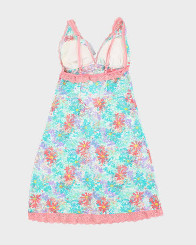 La Vie En Rose Turquiose and Pink Stretchy Slip - S