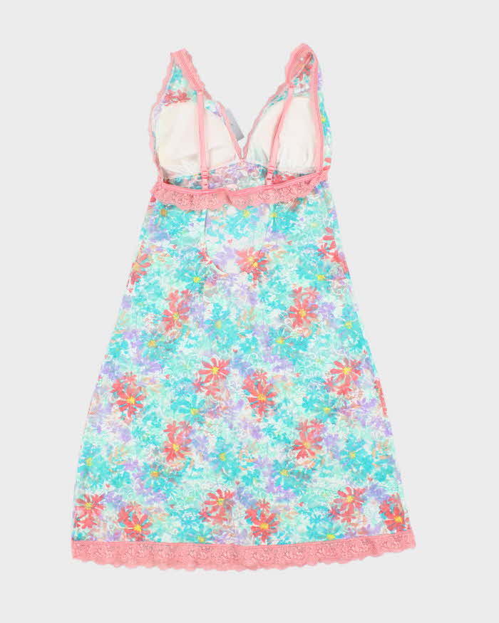 La Vie En Rose Turquiose and Pink Stretchy Slip - S