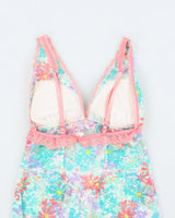 La Vie En Rose Turquiose and Pink Stretchy Slip - S
