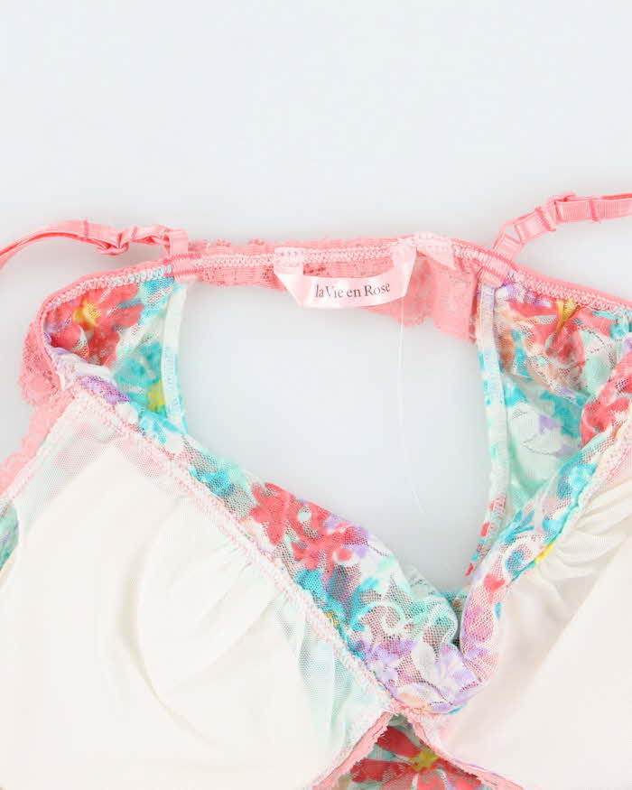 La Vie En Rose Turquiose and Pink Stretchy Slip - S
