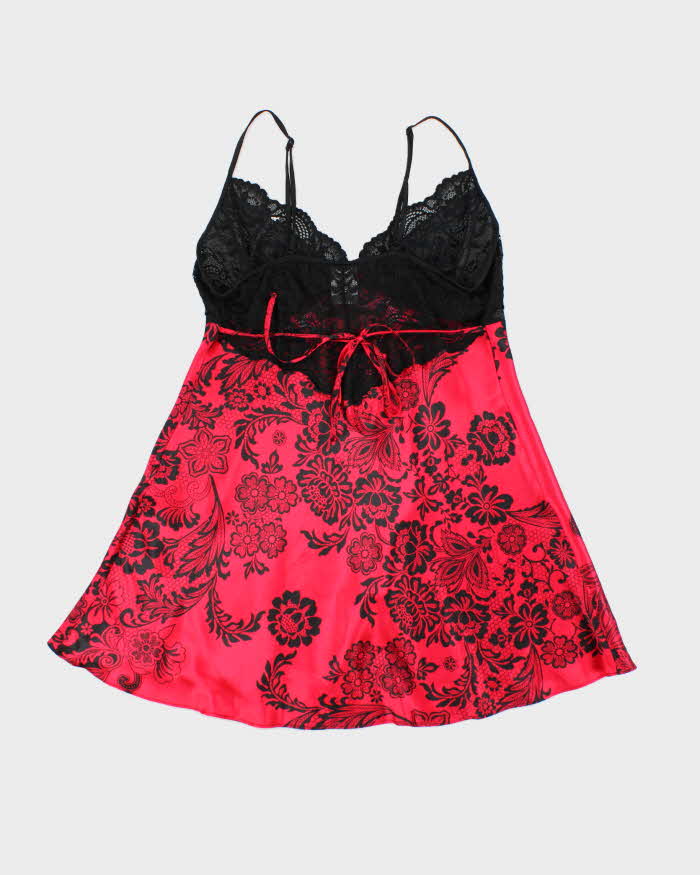 In Bloom Black and Red Floral Slip - L
