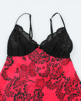 In Bloom Black and Red Floral Slip - L