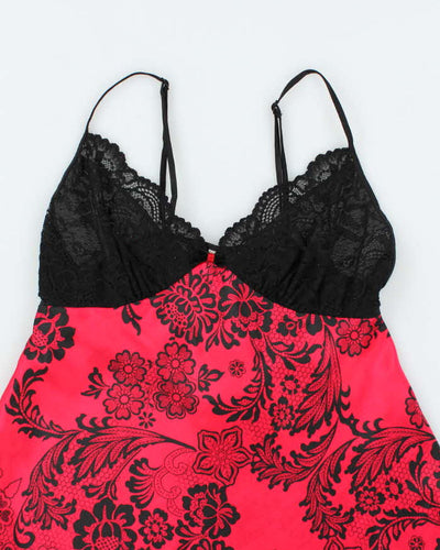 In Bloom Black and Red Floral Slip - L