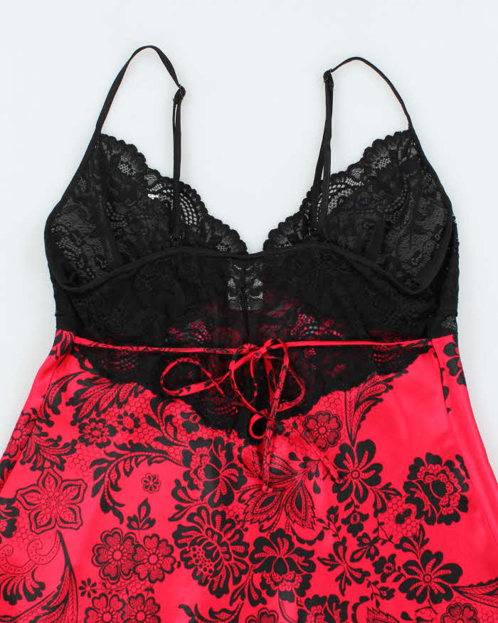 In Bloom Black and Red Floral Slip - L