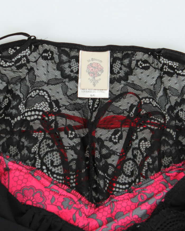 In Bloom Black and Red Floral Slip - L