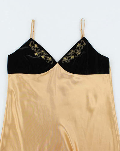 Morgan Taylor 1990s Black Velvet and Gold Slip - XL