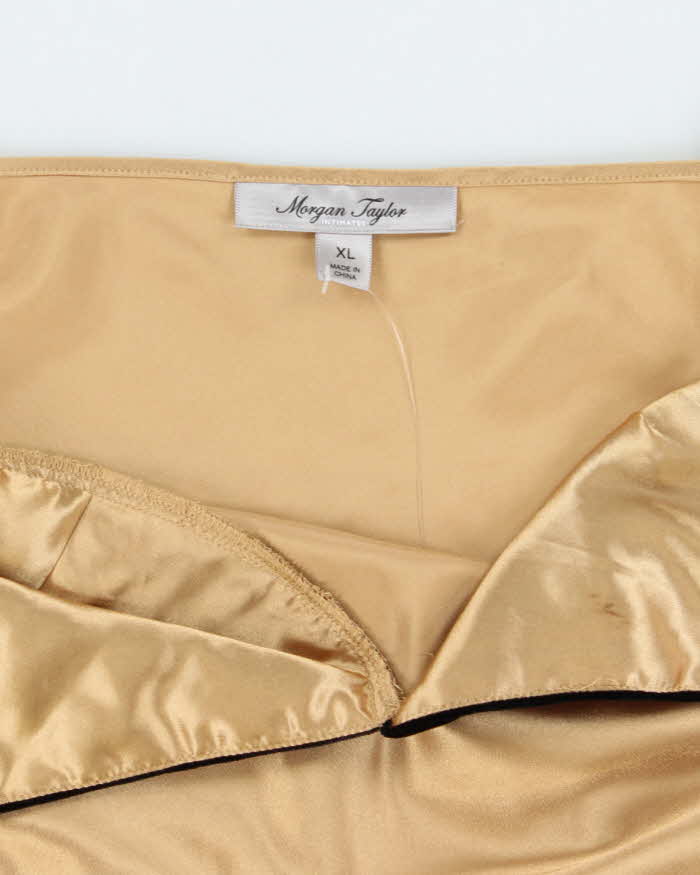 Morgan Taylor 1990s Black Velvet and Gold Slip - XL