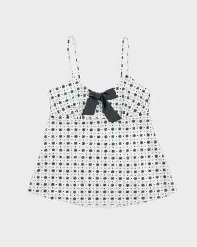 La Vie En Rose White and Black Pattern Lingerie Camisole - M