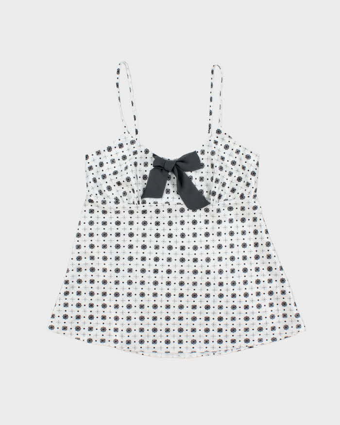 La Vie En Rose White and Black Pattern Lingerie Camisole - M
