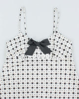 La Vie En Rose White and Black Pattern Lingerie Camisole - M