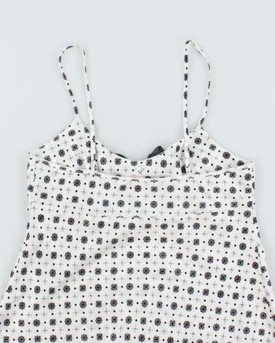 La Vie En Rose White and Black Pattern Lingerie Camisole - M
