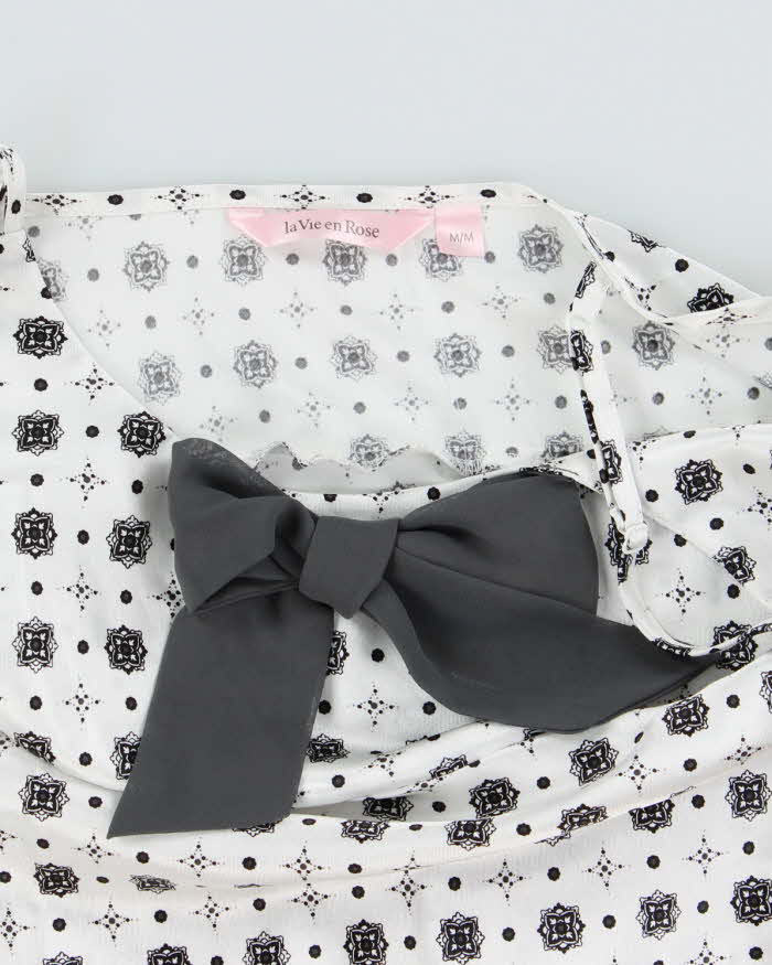 La Vie En Rose White and Black Pattern Lingerie Camisole - M