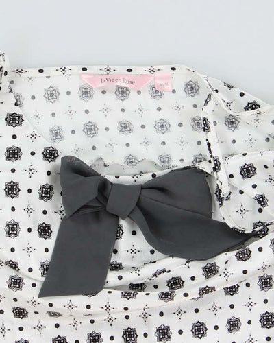 La Vie En Rose White and Black Pattern Lingerie Camisole - M
