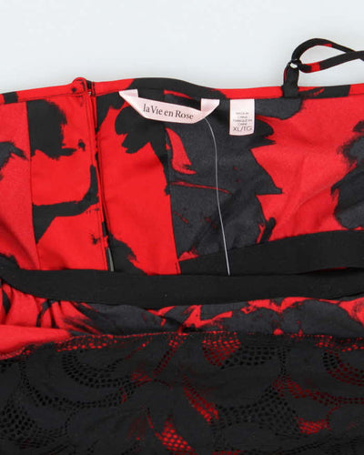 La Vie En Rose Red and Black Lingerie Slip - XL