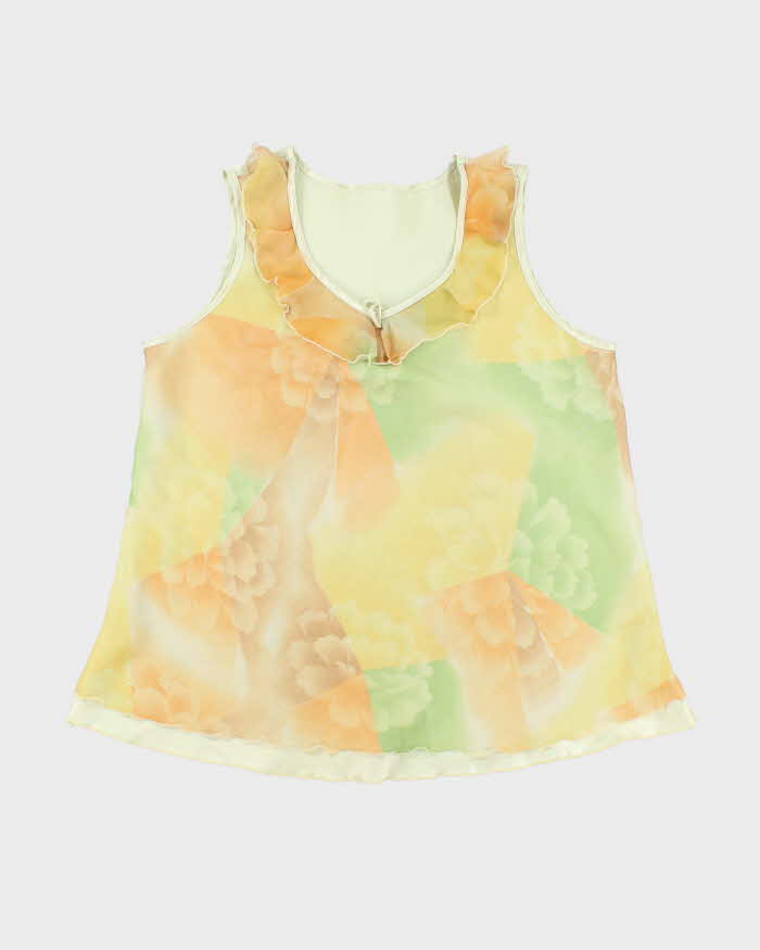 Vintage 1980s Yellow Floral Lingerie Camisole - M
