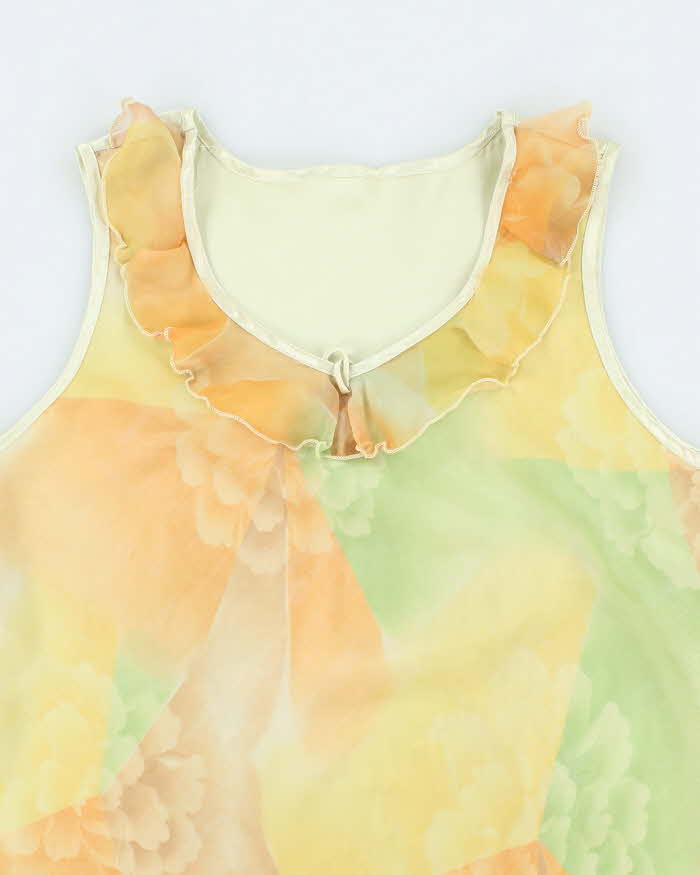 Vintage 1980s Yellow Floral Lingerie Camisole - M
