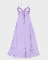 Vintage 1990s Gardenia Lingerie Lilac Purple Sheer Embroidered Maxi Slip - S
