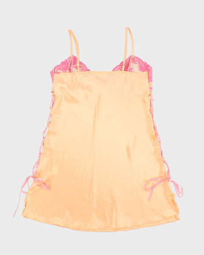 La Vie En Rose Sherbet Orange Satin Side Tie Slip - M