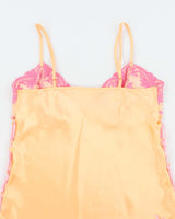 La Vie En Rose Sherbet Orange Satin Side Tie Slip - M