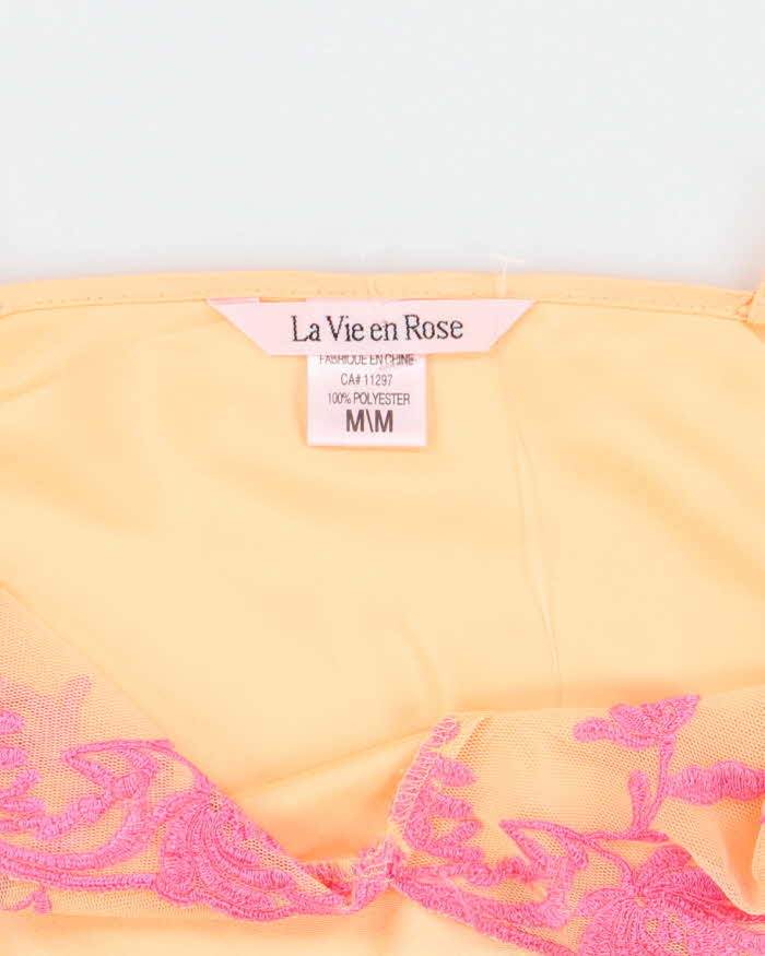 La Vie En Rose Sherbet Orange Satin Side Tie Slip - M