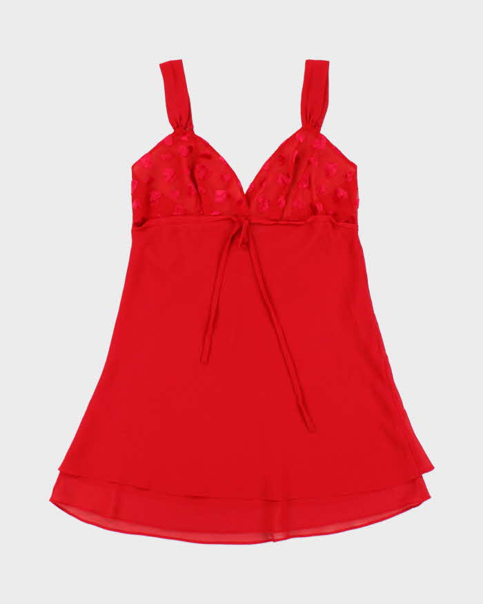 La Senza Red Felt Hearts Sheer Slip - S
