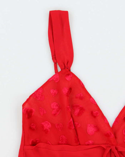 La Senza Red Felt Hearts Sheer Slip - S