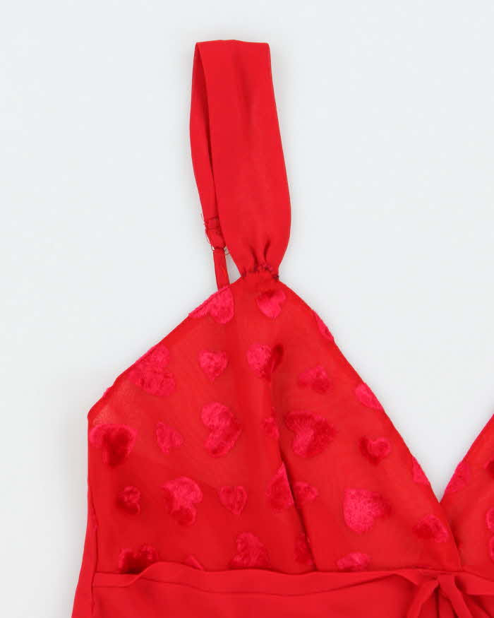 La Senza Red Felt Hearts Sheer Slip - S