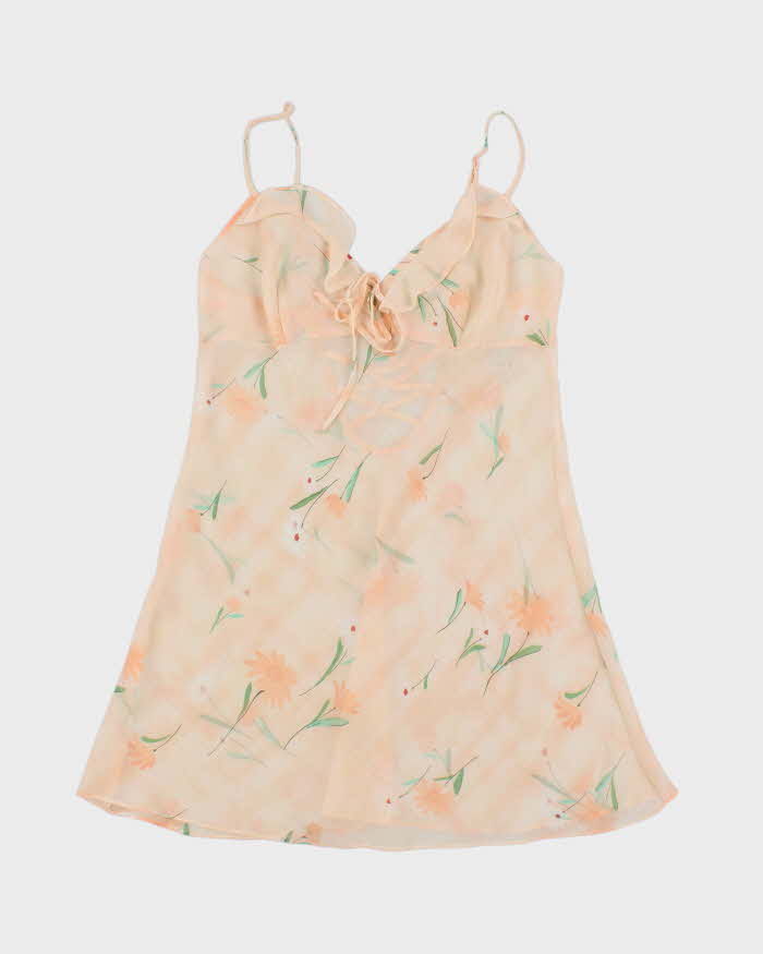 La Senza Peach Pink Floral Sheer Slip - M
