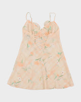 La Senza Peach Pink Floral Sheer Slip - M