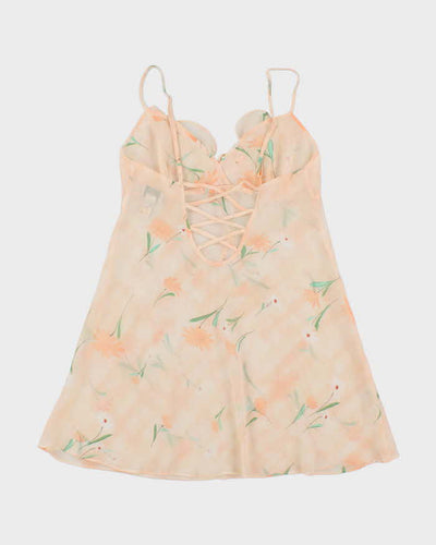 La Senza Peach Pink Floral Sheer Slip - M