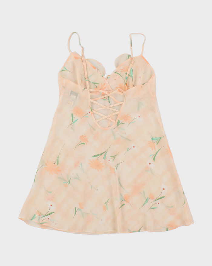 La Senza Peach Pink Floral Sheer Slip - M