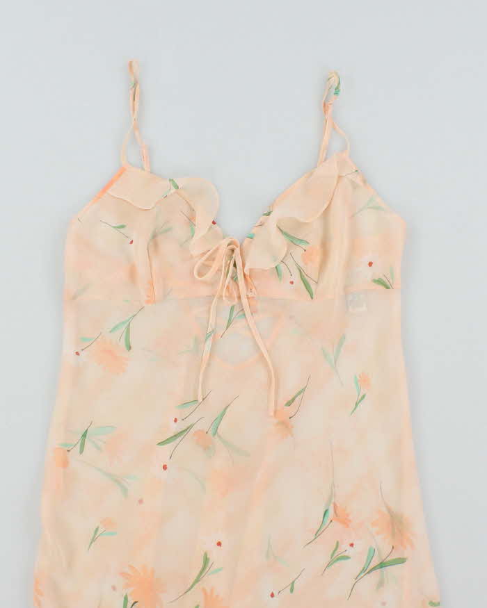 La Senza Peach Pink Floral Sheer Slip - M