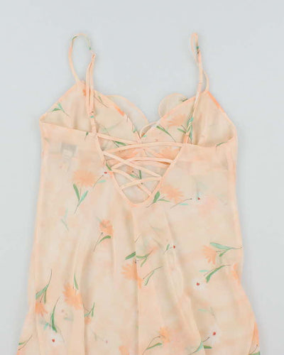La Senza Peach Pink Floral Sheer Slip - M