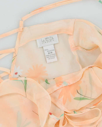 La Senza Peach Pink Floral Sheer Slip - M