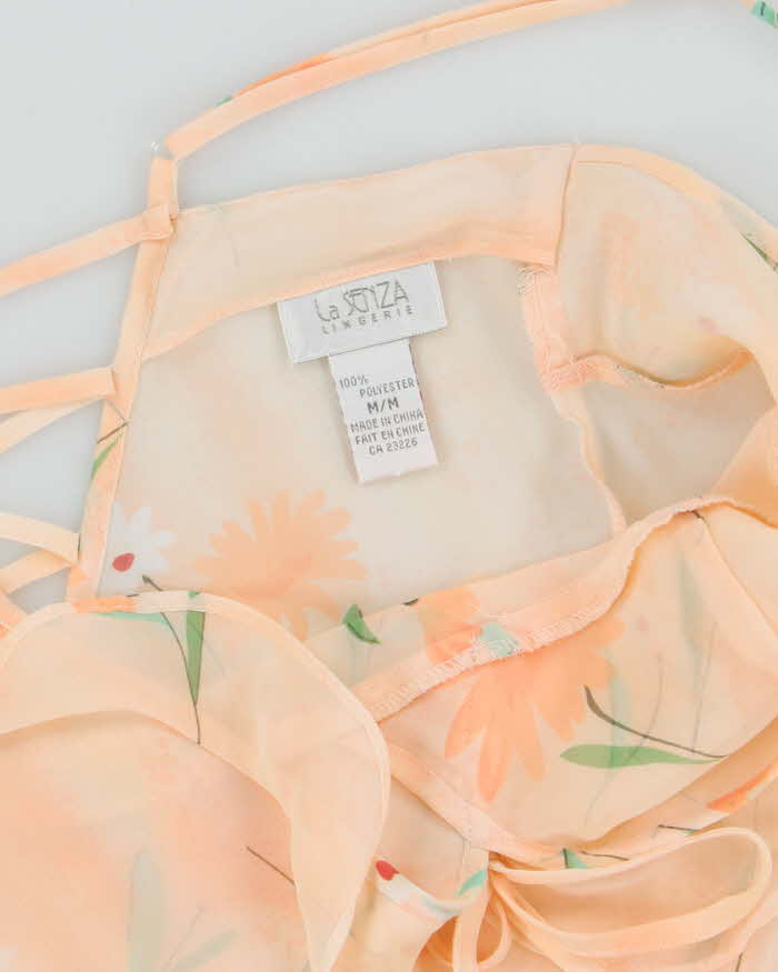 La Senza Peach Pink Floral Sheer Slip - M