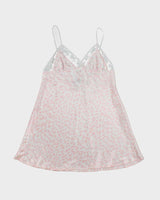 Jessica Pink Satin Animal Print Slip - M